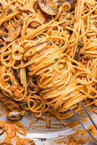 Mushroom Brandy Cream Sauce Spaghetti