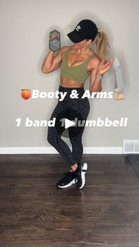 1K views · 2.1K reactions | This workout had my glutes AND arms on fire!!🔥 And all you need is one dumbbell and one resistance band!!

I loveee the glute kickbacks because I can really focus on isolating the glutes 🍑 and I like to add the dumbbell to simultaneously put my arms to work!💪🏼I’m all about efficiency😉

Dumbbell weight would be based on your goals (strength vs cardio) but a medium sized dumbbell that allows you to keep moving and focus on the glutes would be best for these exercises👌🏼

The resistance band adds extra tension but you could still do these exercises without one! I just always love the extra tension to feel the burn in the booty!🍑

💚Save this workout for a quick and effective at home 20 minute sweat sesh!

👯‍♀️Share with a friend who wants to grow the glutes