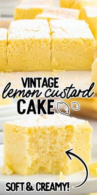 This refreshing lemon custard cake is a bright and citrusy dessert that is a delight to look at. Custard cakes possess a little bit of magic because one simple batter separates into three distinct layers during baking to create a soft and creamy dessert. #LemonLovers #CustardCake #CitrusDelight #DessertGoals #BakingJoy #SweetTreats 🍋🍰