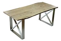 live edge dining table Tisch Live-Edge light oak dining