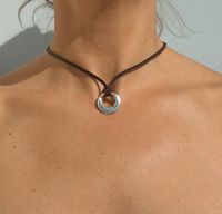 Ring Leather Necklace for Women Women Choker Necklace Silver - Etsy