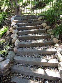 Wood Steps and Gravel Landscape and Garden Projects Project Difficulty: Simple Landscaping and Gardening Projects www.MaritimeVintage.com   #Garden #Gardening #Landscape #Landscaping