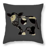 Cow. Cow Art Throw Pillow featuring the mixed media Cow Prints by Marvin Blaine