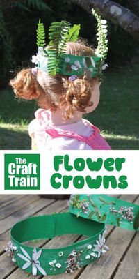 Flower crown kids can make – a great way to inspire imaginary play and get kids being creative outdoors. Perfect for preschoolers!  #flowers #flowercrown #flowercraft #summer #spring #nature #naturecraft #pretendplay #crown #naturecrown #thecrafttrain