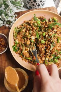 Satay Crispy Rice Salad - Dished by Kate