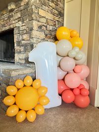 "Trip around the sun Balloon Garland Kit! This DIY Balloon Garland Kit is fully customizable! So fun and easy to do (no experience necessary), but yet makes a big statement! Perfect for a bridal shower, wedding, birthday party or baby shower décor! Can be hung as backdrop, garland, centerpiece, table runner...the possibilities are endless! This DIY Coral Little Sunshine Balloon Garland kit includes (you select the length of garland desired from the drop down menu, 6-foot garland shown, white myl