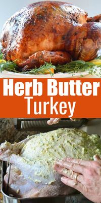 The Best Turkey Recipe for Thanksgiving rubbed with herb butter, covered in cheesecloth and basted with wine. So deliciously moist and juicy from Serena Bakes Simply From Scratch.