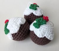 Christmas Pudding Bauble  A handmade crochet Christmas Pudding to add to your Christmas tree or as the perfect gift!  Available as a single Christmas pud or a pack of 3 (Size approx. 5cm) Each Christmas pudding is handmade so small variation in size may occur