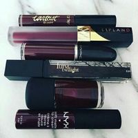 NYX lip cream - £5.50& Mac pigment - £16, liquid lip colour - £21& Tarte lip paint - £14& Lipland liquid lipstick - $18.99& Luna Twilight lipgloss - $20