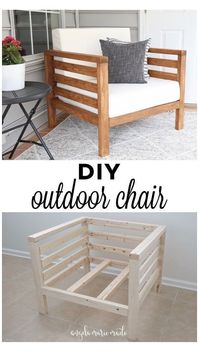 DIY Outdoor Chair #diy #home #decor How to build a DIY outdoor chair for just $30 in lumber! This DIY patio chair matches our DIY outdoor couch to complete your DIY outdoor furniture set!