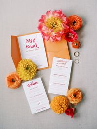 Vibrant and fun wedding stationery ideas at this bright and colorful Austin Wedding.
#colorfulwedding #brightwedding #weddingsationery #neonwedding