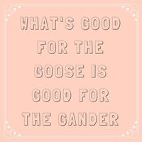 What’s Good for the Goose Is Good for the Gander - 63 Sayings You Learned From Your Southern Grandma - If it’s appropriate for one, surely it’s appropriate for the other too.