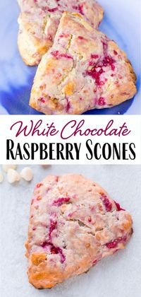 White Chocolate Raspberry Scones - bursting with sweet white chocolate and tart raspberry flavors in every bite, this easy scones recipe is the best way to start the morning! These scones can be made ahead of time or freeze the dough for later use. Great for an anytime treat - try making these with your kids! | #dlbrecipes #scones #whitechocolateraspberry #breakfast #brunchrecipe