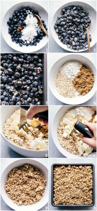 This insanely tasty blueberry crisp is topped with a crisp and crumbly oat topping and filled with juicy sugared blueberries. Recipe via chelseasmessyapron #easy #recipe #oatmeal #blueberry #crisp #fresh