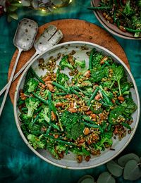 On the table in 15 minutes, this nutritious salad is packed with greens and tossed in fresh pesto