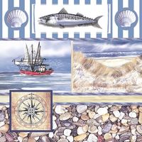 4 Lunch Paper Napkins Decoupage Craft Vintage Napkin Sea Maquereau