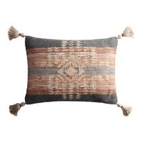 Nova Gray And Rust Kilim Indoor Outdoor Lumbar Pillow - World Market