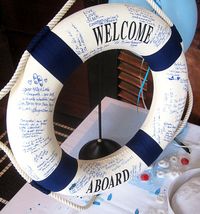 life preserver "guest book" for nautical baby shower - love it!!