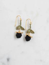 Dainty jewelry, blackberry earrings, gold jewelry. Harvest season, holiday gift ideas, cottagecore.