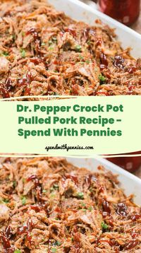 Dr. Pepper Slow Cooker Pulled Pork is SO easy and delicious! Substitute with root beer or coke, for juicy tender pulled pork every time!