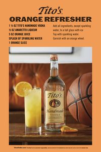 A smooth start to game day calls for Tito’s Handmade Vodka and OJ. Just add a splash of amaretto and toast to tipoff. Simple, smooth, and naturally gluten-free. We’ll cheers to that.