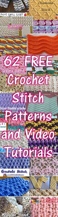 Crochet Stitch Patterns and Video INCLUDES LEFT HANDED Instructions