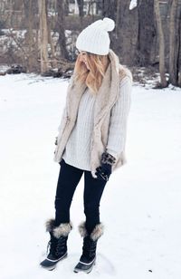 Sorel Joan of Arctic Boots - need for next ski trip. Also like the vest over sweater if I go somewhere cold