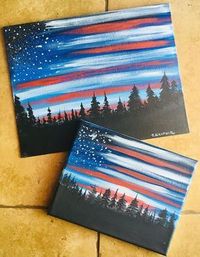 How To Paint American Flag Sky   Learn how to do this very simple yet stunning American Flag Sky with acrylic paint on canvas. You’ll learn how to do a forest skyline silhouette backed by a twilight or dawn sky and a dry brushed US flag illusion! This painting tutorial is for the absolute beginner … Continue reading "How To Paint American Flag Sky"