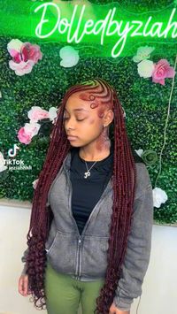 feed ins , burgundy, inspo , stitch braids