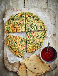 Vegetable Frittata Recipe Try our quick and easy frittata with roasted red peppers, spring onions and punchy pickled jalapeños. This vibrant vegetarian meal makes for great leftovers to brighten up lunchtime at work