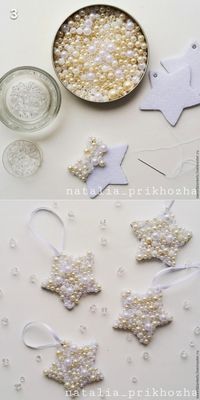 Making pearl stars on the Christmas tree