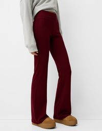 Ribbed waist flared trousers - Dresses - Women | Bershka