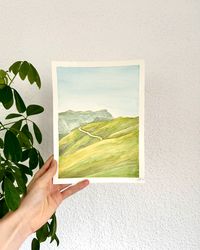 Took a picture and painted it. How do you like it? #watercolorpainting #landscapeart #greenitaly #hills