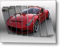 Car Metal Print featuring the mixed media Ferrari In Red by Marvin Blaine