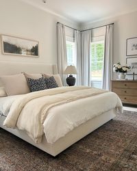 Talk about a relaxing bedroom. We love the lightweight layers, stacked pillows, and Persian-inspired rug. Pictured here: our Bamboo Sheet Set and Organic Airy Gauze Duvet Cover Set. Always affordably priced so you can layer to your heart's content.