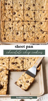 Sheet Pan Chocolate Chip Cookies (One Bowl, No Mixer!)