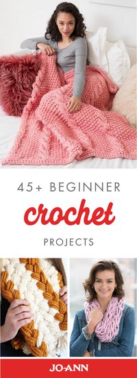 Learn to craft your very own homemade blankets, scarves, and holiday decorations with these 45+ Beginner Crochet Projects from Jo-Ann. Plus, these DIY crafts would make great holiday gift ideas, too!