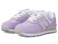 New Balance Kids 574 (Little Kid/Big Kid) - Kids Shoes : Lilac Glo/Bright Lavender 1 : Let your little one flaunt his sporty lifestyle by pairing outfits with the New Balance Kids 574 Sneakers. Crafted with a suede or mesh upper, fabric lining, and cushioned fabric insole, the sneakers offer the best of comfort and style. These are designed with a lace-up closure and New Balance logo detail on the side panel. Round toe. Rubber outsole. Imported. Measurements: Weight: 6 oz Product measurements we