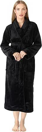 NY Threads Women Fleece Shawl Collar Bathrobe Plush Long Robe