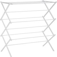 Clothes drying laundry rack for energy savings and gentle air drying so clothes last longer; for indoor use Color: White | Rebrilliant Stainless Steel Foldable Accordion Drying Rack Metal / Steel in Gray | 42 H x 29.5 W x 14.5 D in | Wayfair | Organization