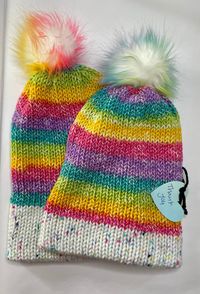 Soft and Cozy Double layered stretchy 👏🏻 Colorful Rainbow knitted Beanies.  available In Baby/Toddler, Child, and Teen /Adult sizes.  It's the Perfect Winter accessory.