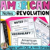 Enhance or modify your 4th grade Amplify CKLA curriculum with these guided notes for Unit 7 American Revolution. It aligns with the Core Knowledge curriculum and can be used to supplement the unit with additional reading and writing skills practice. Resource Includes:Guided notes or Comprehension Checks for every chapter in the unitReading activities for every chapterVocabulary pages for every chapterWriting activity for every chapter (response to the big question) Reading Skills It Covers:Cause & EffectCompare & ContrastFinding Text EvidenceSequencing EventsSummarizingDetermining ImportanceMain Idea & DetailsMaking Inferences Includes Answer KeyBonus: Includes teaching tips & unit engagement strategiesCheck out the preview or the first chapter FREEBIE to get an idea of thi