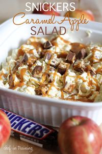 Snickers Caramel Apple Salad!  A great dessert salad that combines so many amazing flavors and textures!