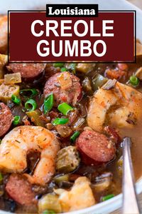 This authentic Creole Gumbo is a hearty mix of creole spices, shrimp, sausage, and vegetables. What makes this old-fashioned seafood gumbo stew special is okra instead of roux.