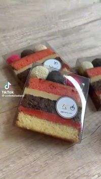 This is so cute! Build up cake slice with on top bon bons chocolates. #cakeslice #bonbons #chocolate