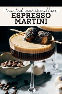 This delicious toasted marshmallow espresso martini is a fun twist on a classic cocktail. Made with marshmallow vodka, toasted marshmallow syrup, and topped with freshly toasted marshmallows, this cocktail is uniquely sweet and so delicious!