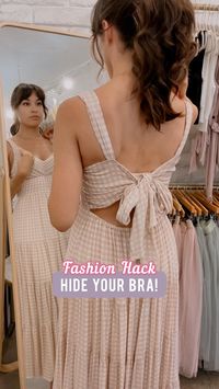 Wear your favorite tie-back styles without a sticky bra! ✨ We love this fashion hack for hiding your regular bra bands! 💕⁠  ⁠  Kelsie is wearing our Tyra Tie Back Dress.⁠  ⁠  #fashionhack #boutique #stylehack #beautyhack #gingham #maxidress #girlystyle #femininestyle #styleguide #styling #styleinspo #outfitinspo #ootd #reels #morninglavender #shopmorninglavender