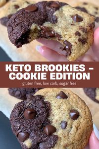 Keto Brookies - COOKIE Edition! Experience a remake of one of my most popular recipes: the perfect blend of chocolate chip cookies and brownies, except in a cookie shape. As always, low-carb and gluten free 🙌