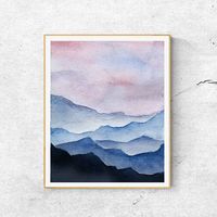 Fine Art Print Contemporary Art Watercolor Mountain