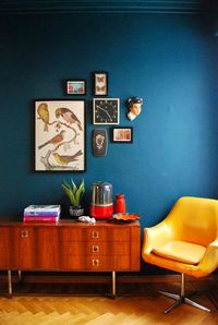 blue living room wall